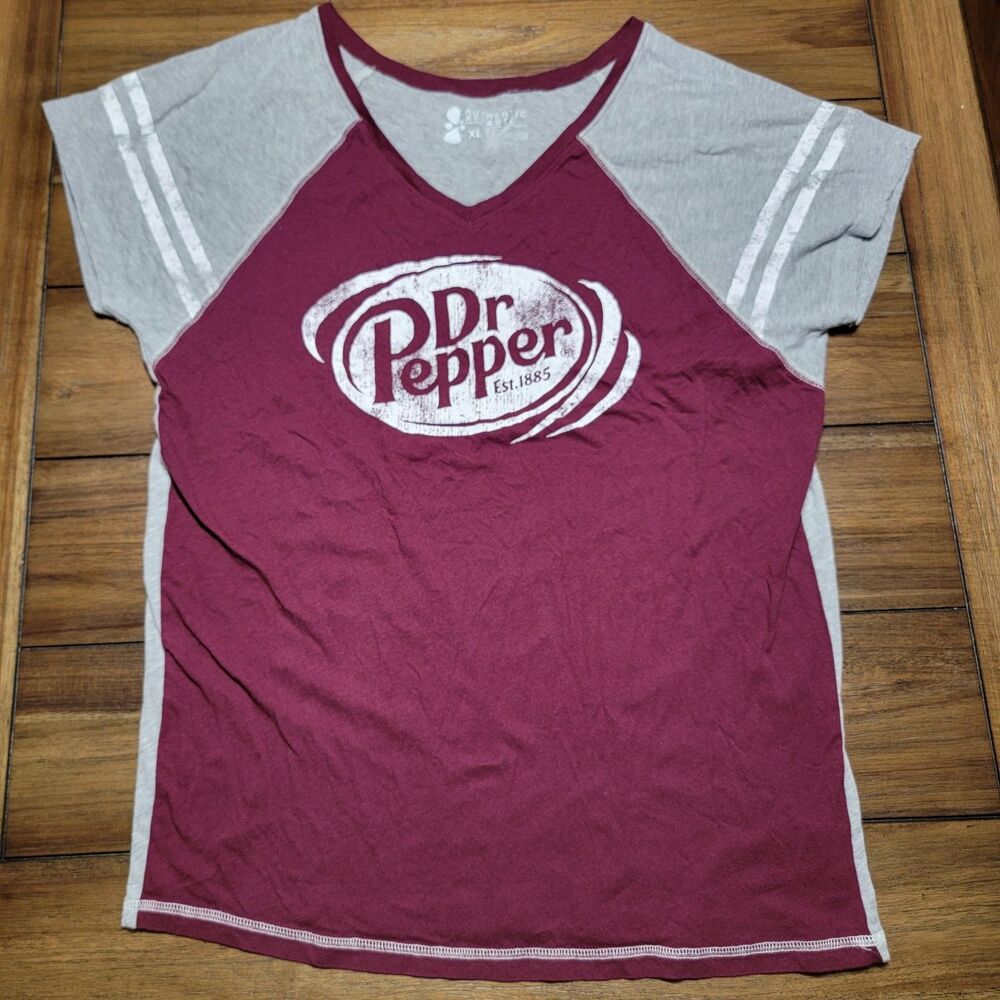 Authentic Apparel Dr Pepper SS Burgundy & Grey Tee - Size XL